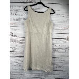 Stefanel Dress Women's 12 Linen Sleeveless Sheath Side Zip Made in Italy Classic